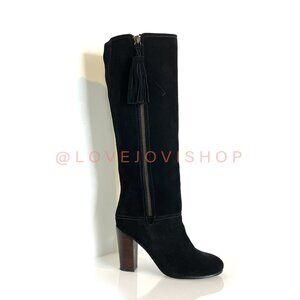 Classic Luxe | Coach Black Suede Tall Boots | Fringe Zipper Knee High Minimalist